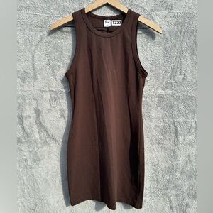 Aritzia TNA Organic Cotton Mini Tank Dress Brown Sleeveless Bodycon Size M